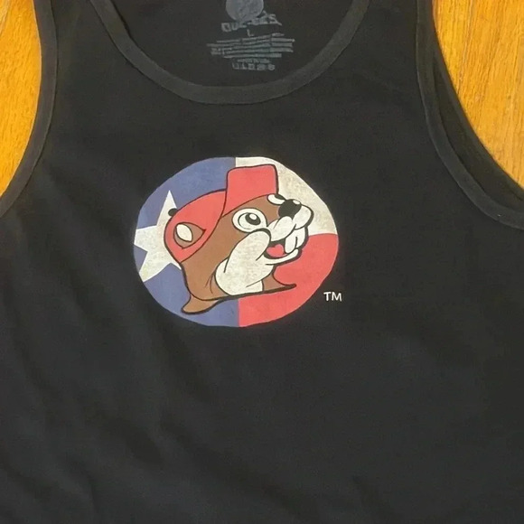 buc-ees beaver sleeveless shirt black size large 100% cotton - Picture 1 of 5